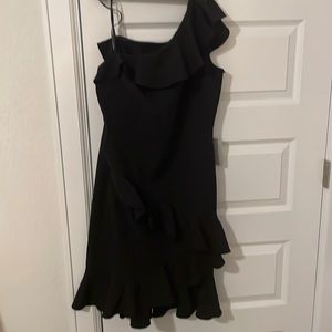 New Vince Camuto black one-shoulder cocktail dress.